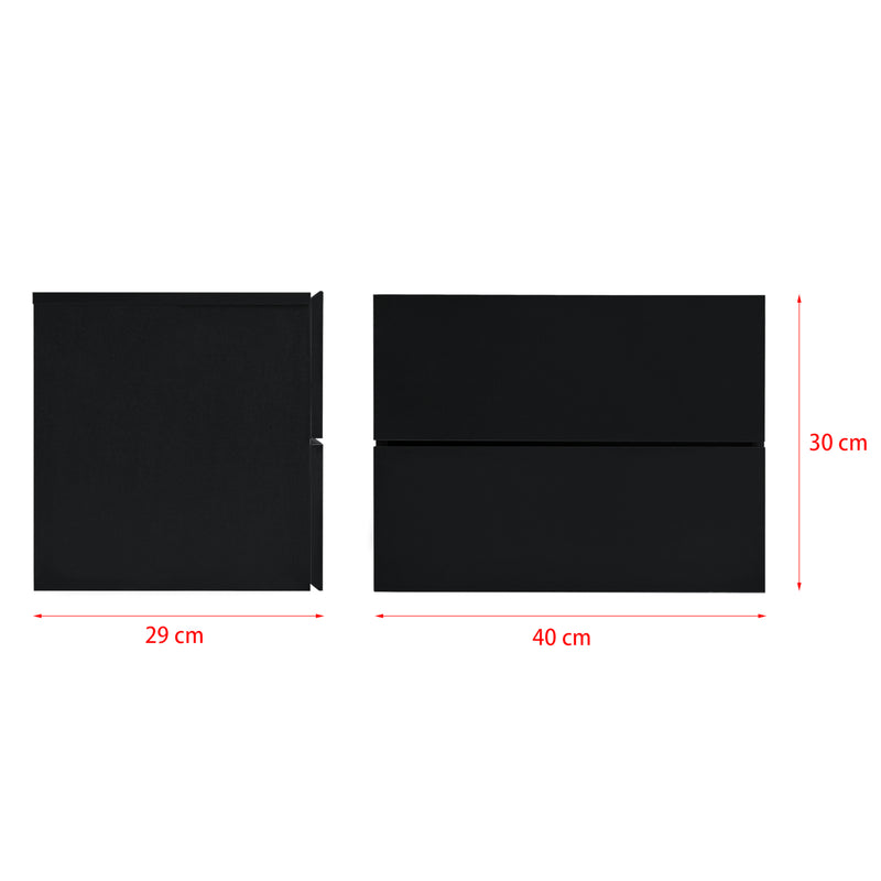 Méretrajz Lebegő éjjeliszekrény Ampfing 2 fiókkal 40x29x30 cm különböző színekben [en.casa]