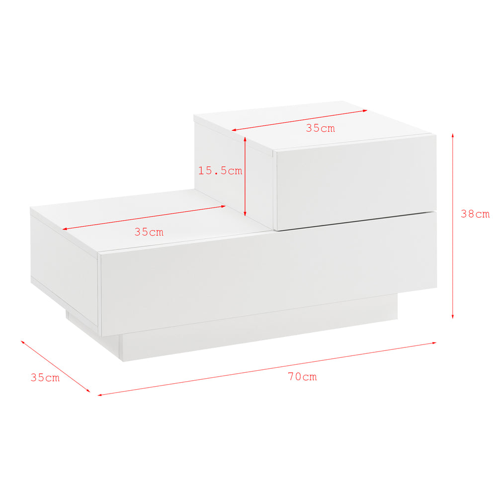 Éjjeliszekrény fiókokkal 38 x 70 x 35 cm jobboldali fiókos szekrény 2 fiókkal forgácslemez több színben [en.casa] 