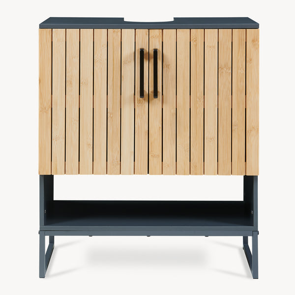 Mosdó alatti szekrény Svanes 70x60x30 cm sötétszürke/natúr [en.casa]