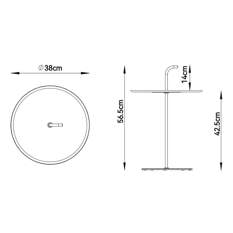 Méretrajz Kisasztal Calimera 57 x Ø38 cm acél [casa.pro]