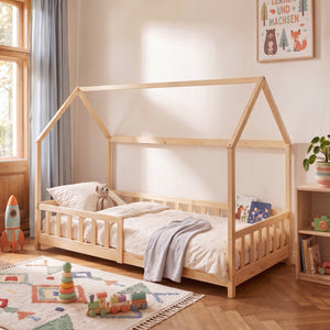 Házikó gyerekágy Hesel Montessori stílusban leesésgátlóval [en.casa]