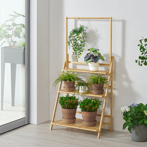 Növényállvány Brändö 3 - szintes 144 x 70 x 39,5 cm bambusz [en.casa] - premiumXL