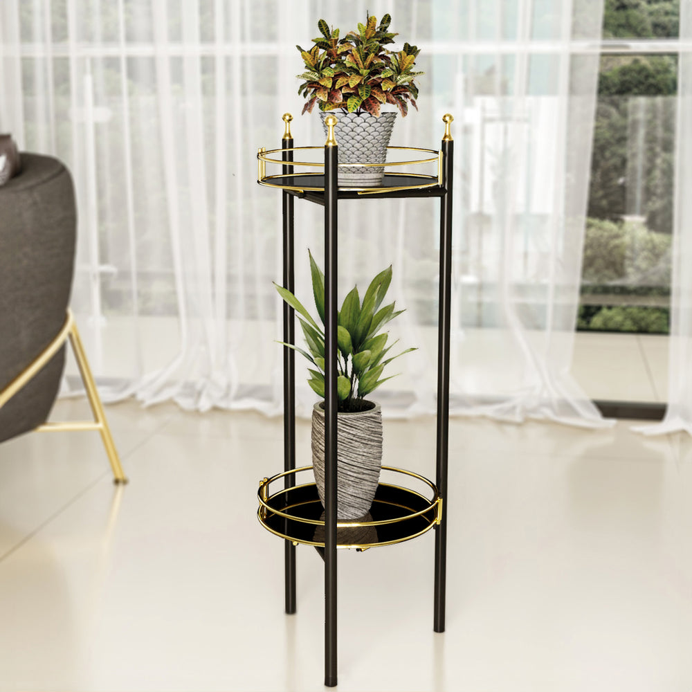 Virágállvány Oulainen 79x28x28cm fekete/arany [en.casa] - premiumXL