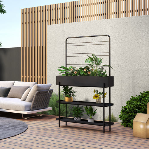 Kültéri növénytartó Aalsmeer fém 154x96x24 cm fekete [casa.pro] - premiumXL