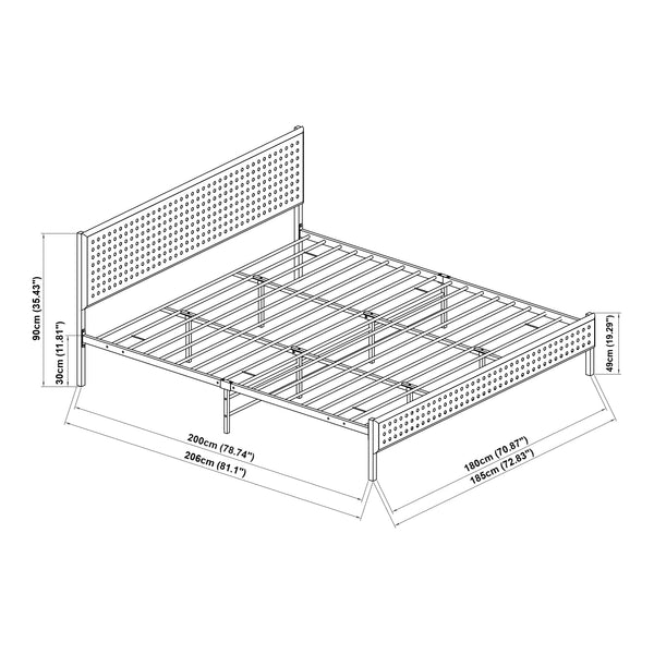 Fém ágy Linköping szögletes fejrésszel [en.casa]