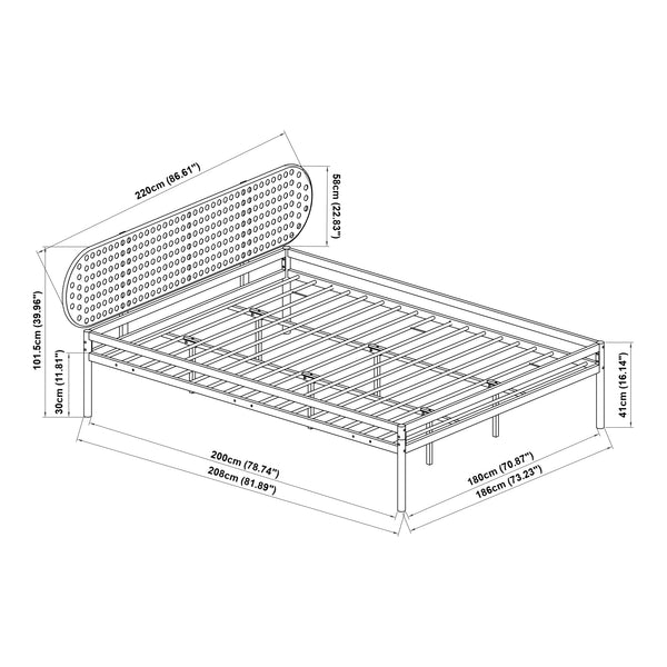 Fém ágy Linköping ovális fejrésszel [en.casa]