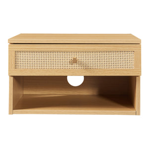 Fali polc fiókkal Eiker 40x32x23 cm rattan hatású [en.casa]