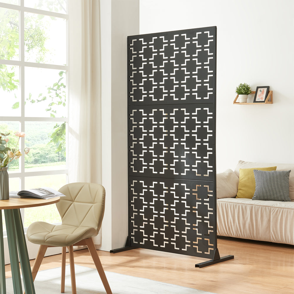 Beltéri térelválasztó Aaskis acél 200x100x50 cm fekete [casa.pro] - premiumXL