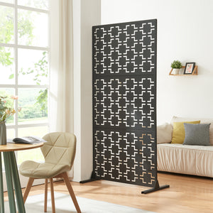 Beltéri térelválasztó Aaskis acél 200x100x50 cm fekete [casa.pro] - premiumXL