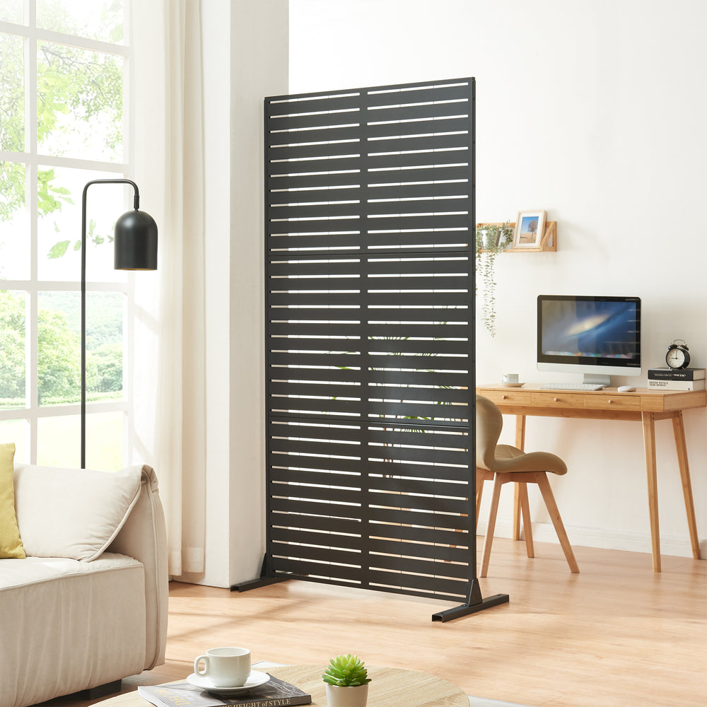 Beltéri válaszfal Trolu acél 200x100x50 cm fekete [casa.pro] - premiumXL