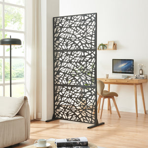 Beltéri térelválasztó Poskind acél 200x100x50 cm fekete [casa.pro] - premiumXL
