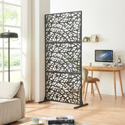Beltéri térelválasztó Poskind acél 200x100x50 cm fekete [casa.pro] - premiumXL