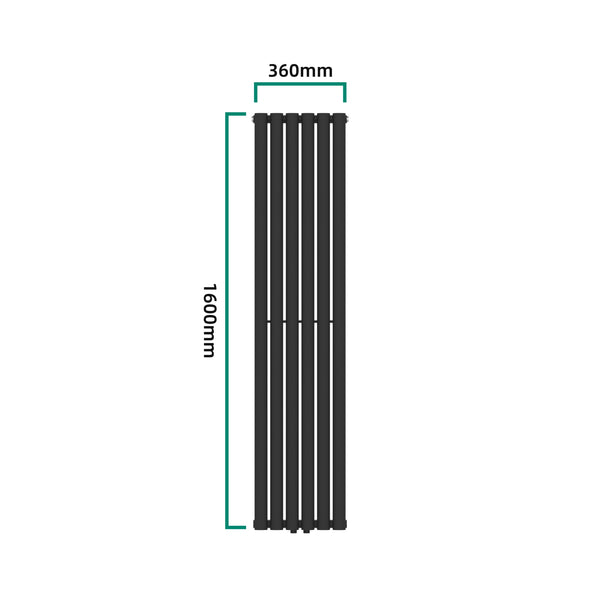Kétrétegű design csőradiátor Nore fekete 160x36cm, 1198W [neu.haus]