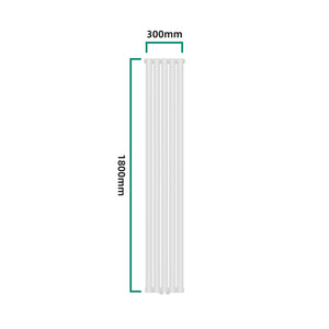 Kétrétegű design csőradiátor Nore fehér 180x30cm, 1122W [neu.haus]