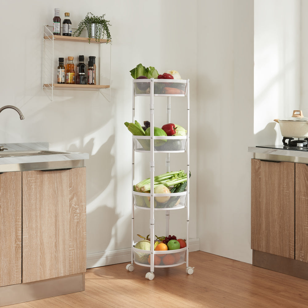 Sørreisa gurulós kocsi 4 szintes 123xØ37,5cm fehér [en.casa] - premiumXL