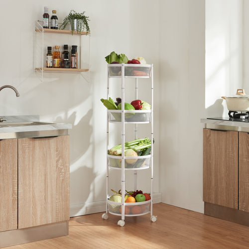Sørreisa gurulós kocsi 4 szintes 123xØ37,5cm fehér [en.casa] - premiumXL