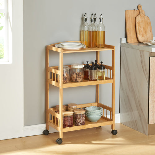 Tálalókocsi Huddinge 80x53x30 cm bambusz [en.casa] - premiumXL