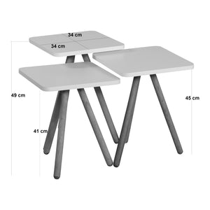 Oldalasztalok 3 db-os készletben Hobro [en.casa]