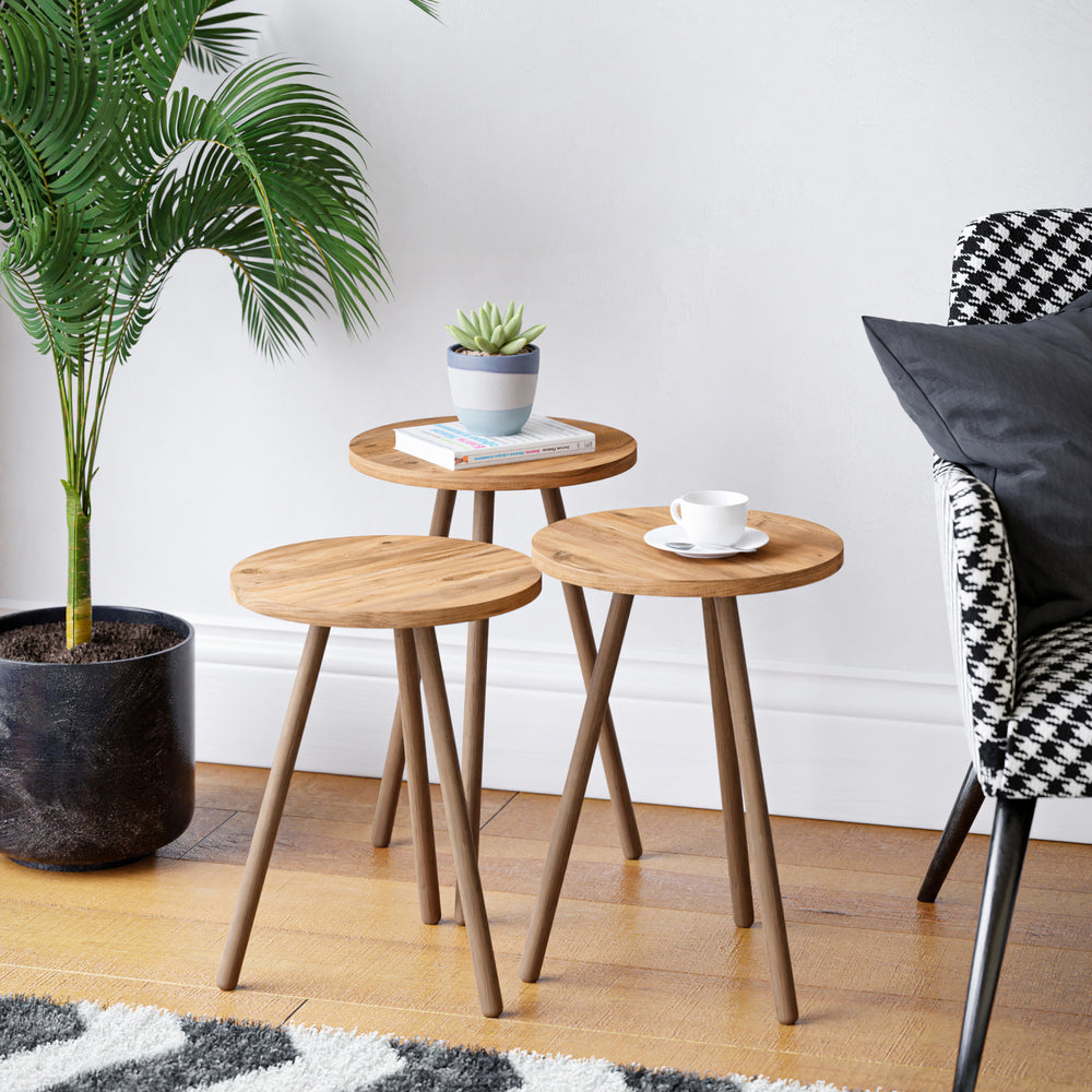 Hjørring dohányzóasztal 3 darabos szettben, kerek, 49 x Ø34 cm, különböző színekben [en.casa] - premiumXL