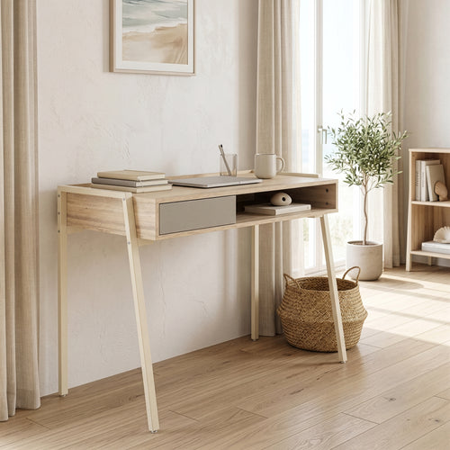Íróasztal Boderas 107x55x78 cm bézs/travertin [en.casa]