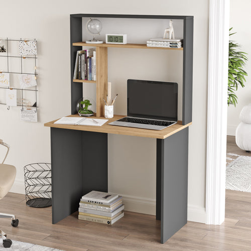 Íróasztal polccal Todi 149x90x52 cm [en.casa]