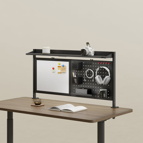 Asztallapra rögzíthető perforált rendszerezőtábla íróasztalhoz Virvik 117x73 cm acél [en.casa]