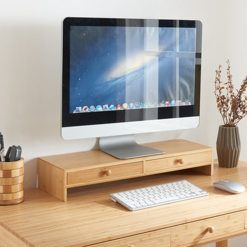 Monitor állvány Hallstahammar 56x18x9,5 cm bambusz [en.casa] - premiumXL