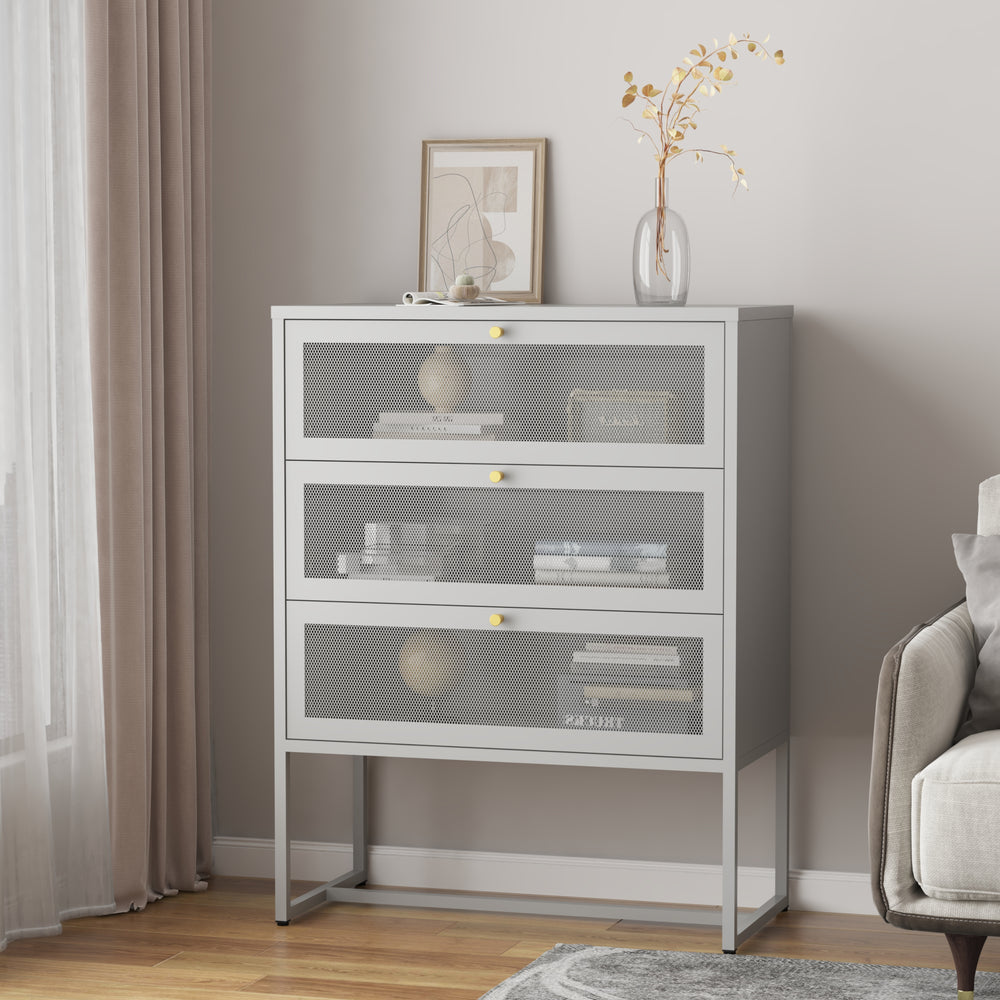 Sund irodaszekrény 3 fiókkal 105x80x40 cm szürke [en.casa] - premiumXL