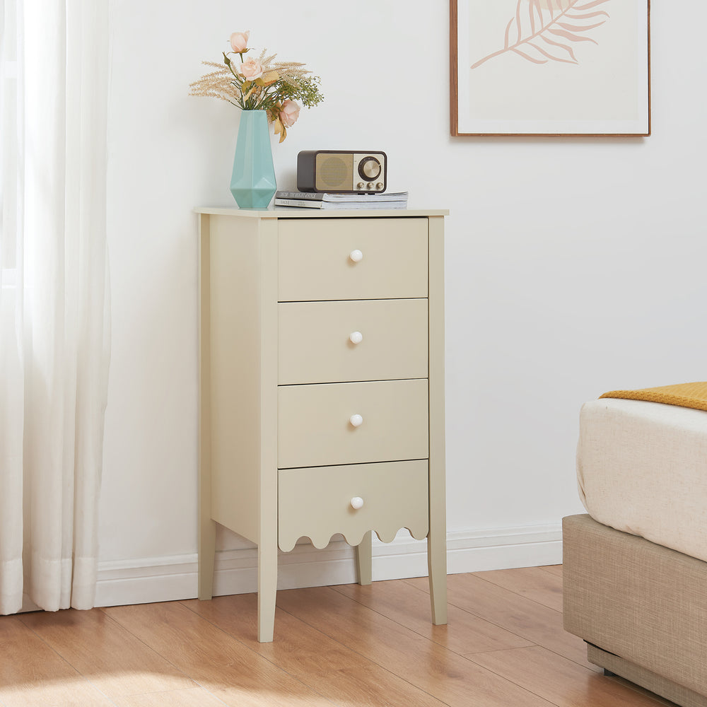 Luspoo komód 4 fiókkal 82x40x40 cm krémfehér [en.casa] - premiumXL