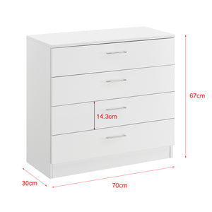 Komód Drammen 67 x 70 x 30 cm fiókos szekrény 4 fiókkal forgácslap fekete/fehér [en.casa]® 