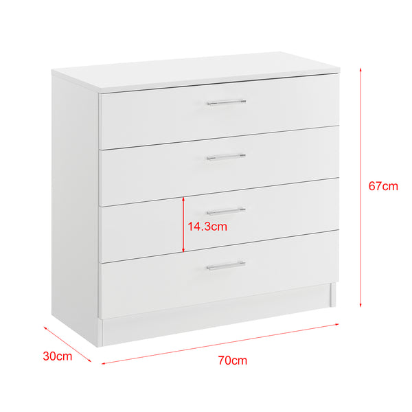 Komód Drammen 67 x 70 x 30 cm fiókos szekrény 4 fiókkal forgácslap fekete/fehér [en.casa]® 