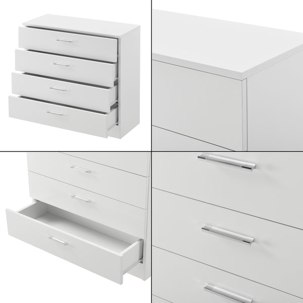 Komód Drammen 67 x 70 x 30 cm fiókos szekrény 4 fiókkal forgácslap fekete/fehér [en.casa]® 