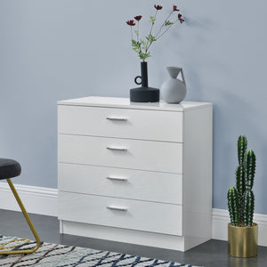Komód Drammen 67 x 70 x 30 cm fiókos szekrény 4 fiókkal forgácslap fekete/fehér [en.casa]® 