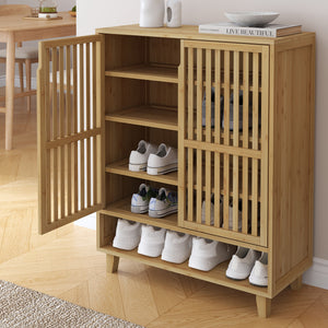 Cipősszekrény Sirgerg 91x72x35 cm bambusz natúr [en.casa]