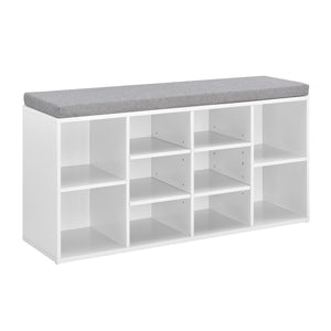 Cipőtartó Ymir 103x30x48 cm 10 polc Ülőpad Fehér/Szürke en.casa - premiumXL
