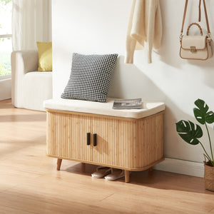 Cipősszekrény ülőpárnával Tvedestrand 50x80x40 cm bambusz/beige [en.casa]