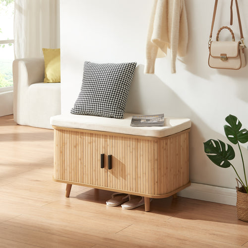 Cipősszekrény ülőpárnával Tvedestrand 50x80x40 cm bambusz/beige [en.casa]