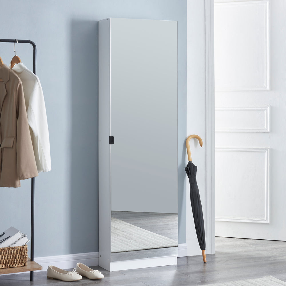 Cipősszekrény Meura 160x48x20cm tükrös Fehér [en.casa] - premiumXL