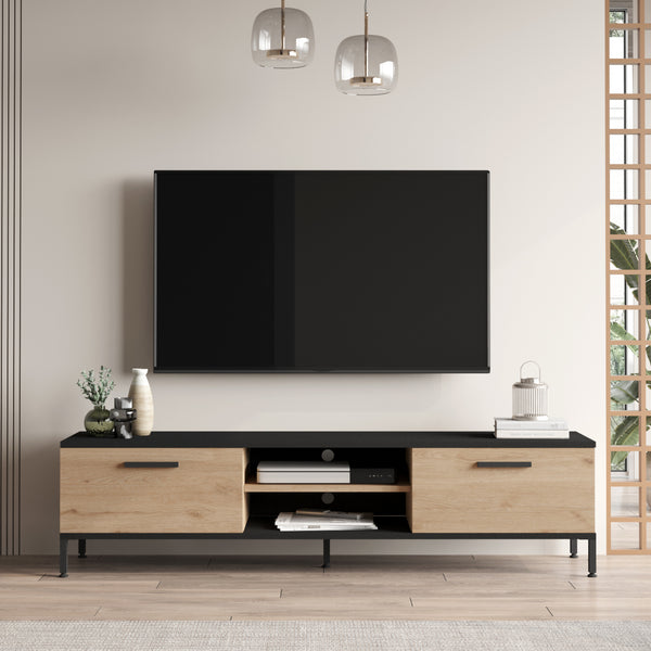 TV-asztal Lempäälä 2 szekrényajtóval 160 x 35 x 39 cm több színben [en.casa]