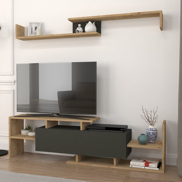 TV-szekrény falipolccal Liksefte 154x28x42 cm [en.casa]
