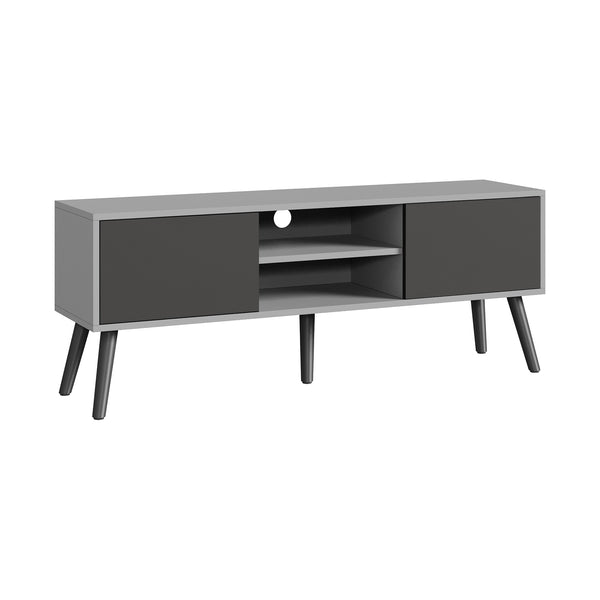 TV-állvány Eskilstuna 120x29,5x46,5 cm forgácslap tömör fa lábakkal [en.casa]