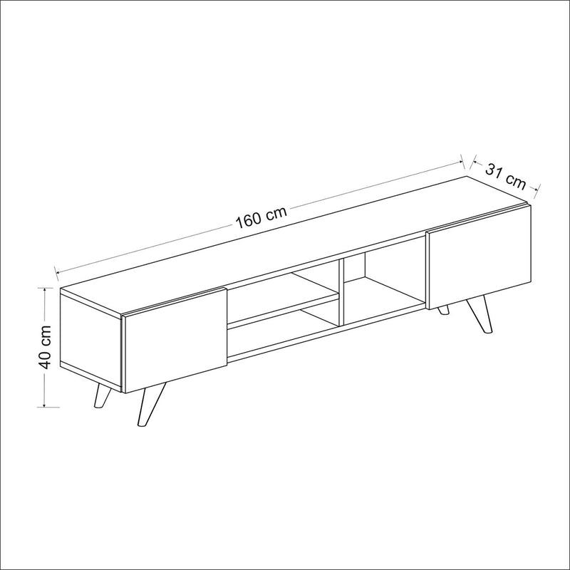 Méretrajz TV-állvány Assens 40x160x31 cm forgácslap műanyag több színben [en.casa]