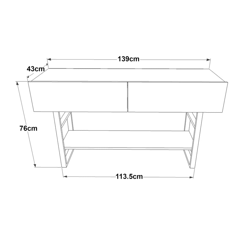 Méretrajz Konzolasztal Lappeenranta 139x43x76 cm több színben [en.casa]