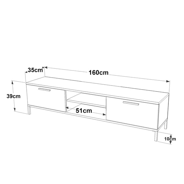 TV-asztal Lempäälä 2 szekrényajtóval 160 x 35 x 39 cm több színben [en.casa]