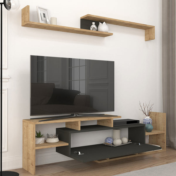TV-szekrény falipolccal Liksefte 154x28x42 cm [en.casa]