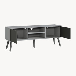 TV-állvány Eskilstuna 120x29,5x46,5 cm forgácslap tömör fa lábakkal [en.casa]