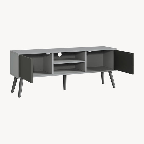 TV-állvány Eskilstuna 120x29,5x46,5 cm forgácslap tömör fa lábakkal [en.casa]