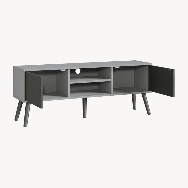 Méretrajz TV-állvány Eskilstuna 120x29,5x46,5 cm forgácslap tömör fa lábakkal [en.casa]