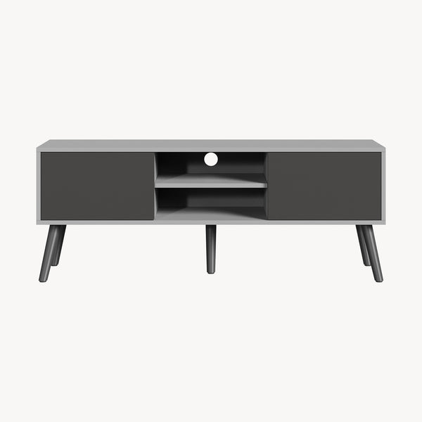 TV-állvány Eskilstuna 120x29,5x46,5 cm forgácslap tömör fa lábakkal [en.casa]