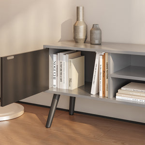 TV-állvány Eskilstuna 120x29,5x46,5 cm forgácslap tömör fa lábakkal [en.casa]